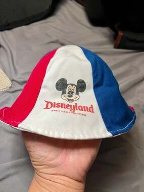 Vintage 1970s Disneyland Mickey Mouse Red White Blue 6 Panel Bucket Hat